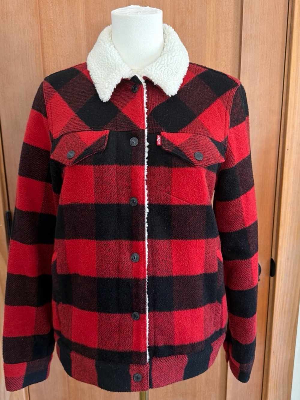 Levi's Red & Black Buffalo Plaid Sherpa-Lined Jacket